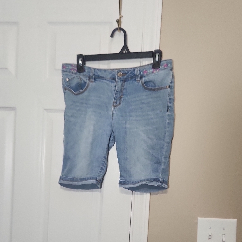 Light Wash Blue Cuffed Denim Shorts